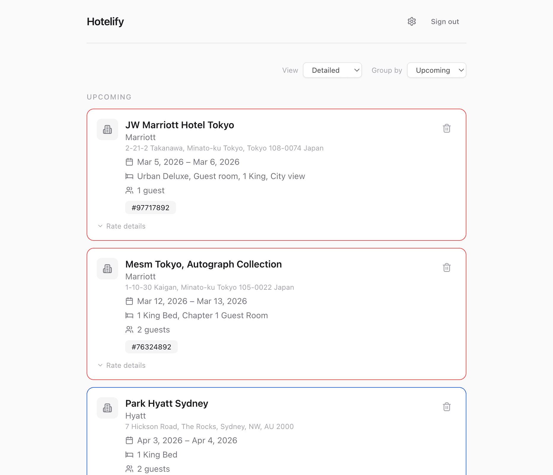 Hotelify dashboard — desktop